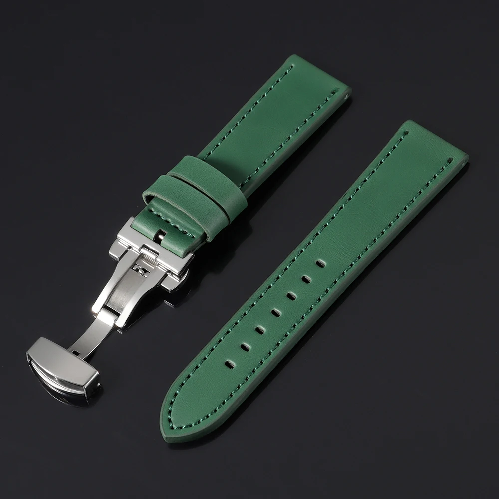 Vintage Black Brown Genuine Leather Watch Band Strap - Classic Wristbelt