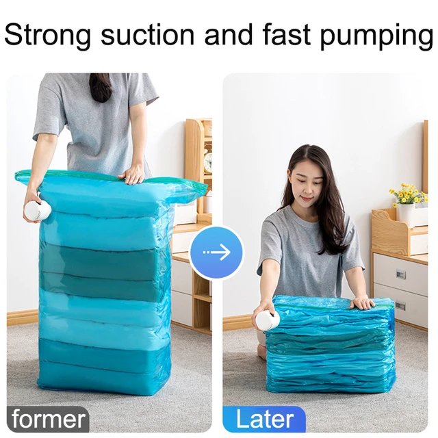 Premium Photo  The girl pumps out air with a vacuum cleaner from a vacuum  bag with clothes the concept of storage and transportation of clothing  things space saving seal bag