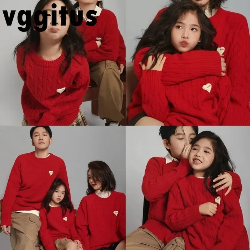 

Family Matching Sweaters Autumn Winter Solid Color Long Sleeves Knit Pullover Top Dad Mum Baby Daughter Son Knitwear H4386