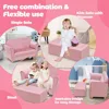 Kids Sofa with Ottoman, 2 Seat Toddler Upholstered Couch, Children Armrest Chair Lounge for Nursery Kindergarten Kids Room 5