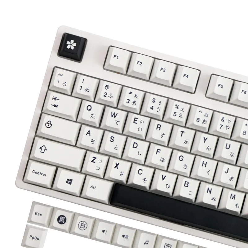 Minimalista Branco e Preto Estilo Pbt Keycaps Teclado Mecânico mx Switch Perfil Cereja Keycap Japonês Custom Gk61