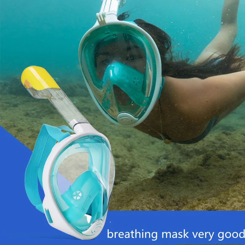 

Underwater Snorkeling Silica Gel Full Face for Adult Dry Swimming Mask Set Scuba Diving Respirator Masks Anti Fog Safe Breathing