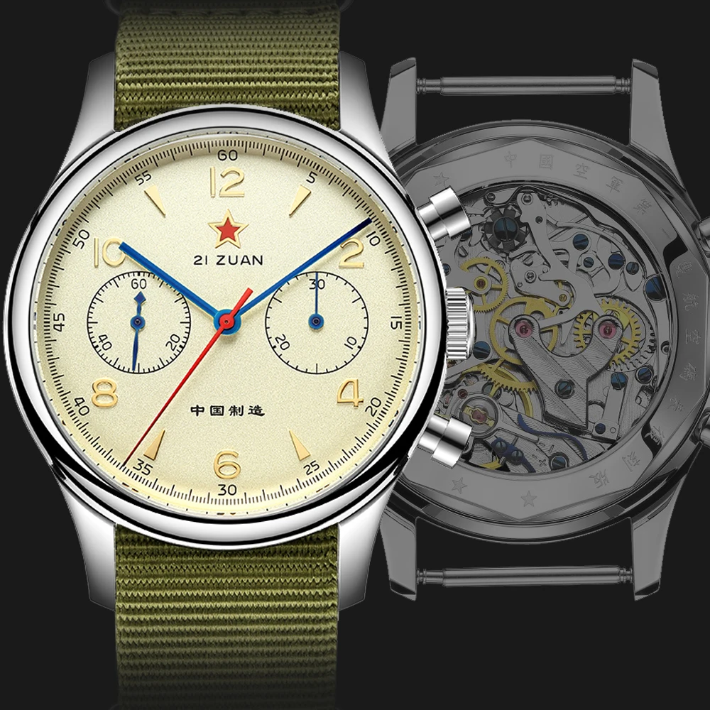 Seakoss Retro 1963 Cronografo St1901 Movimento Di Avvolgimento Manuale Air Force Pilots Aviation Sapphire Orologio Meccanico Da Uomo Impermeabile