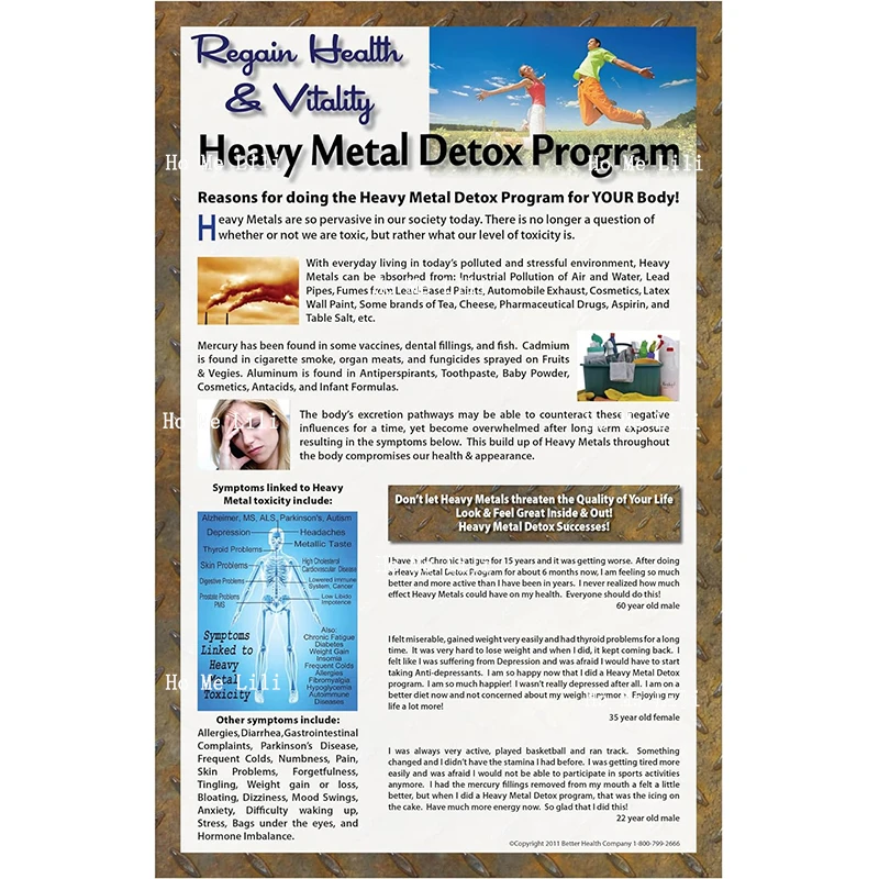 Better Health Company Heavy Metal Detox Poster Promozionale Metal Tin Sign Per La Promozione Di Bagni Detox Per I Piedi Detox
