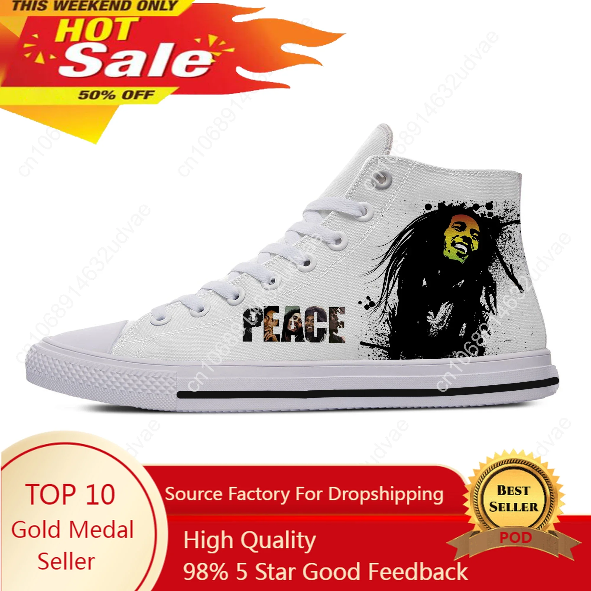 

Hot Summer Legend Bob Marley Reggae Music Novelty Design Lightweight High Top Canvas Shoes Men Women Casual Breathable Sneakers