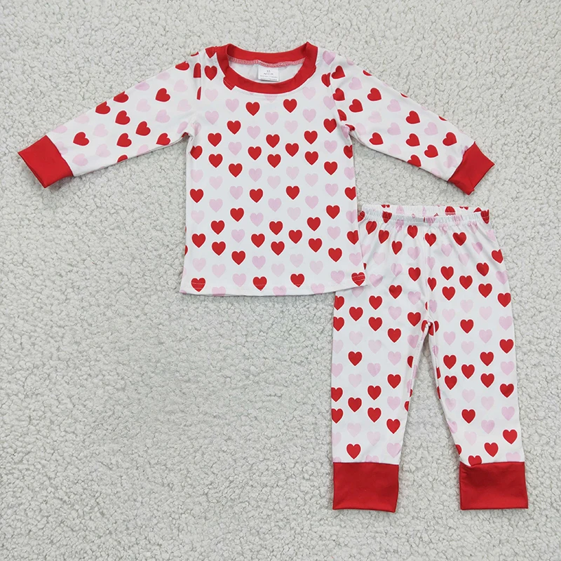 WholesaleBabyGirlValentinesHeartNightwearSetChildrenLong
