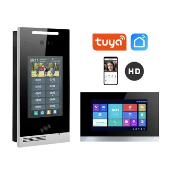 ​Tuya 8 Inch IP Intercom Video Door Phone Multi Apartment Wired Video Intercom System Android 7 Inch Indoor Monitor 1