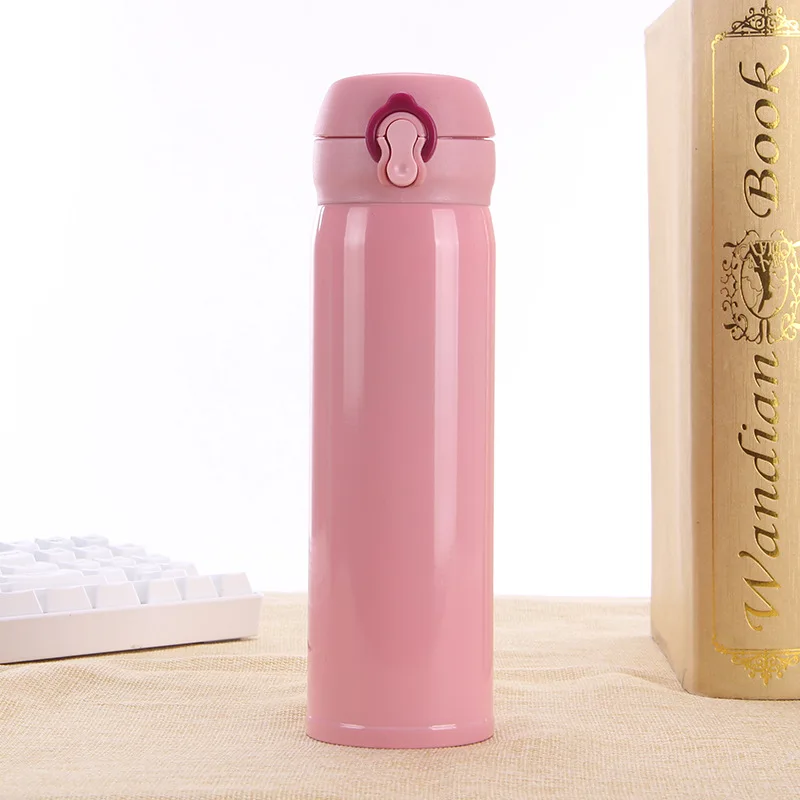 2022 Creative Gift Portable Lock Bounce Stainless Steel Insulation Vacuum Cup Thermos Universal Thermos Flask Water Bottle Cute 