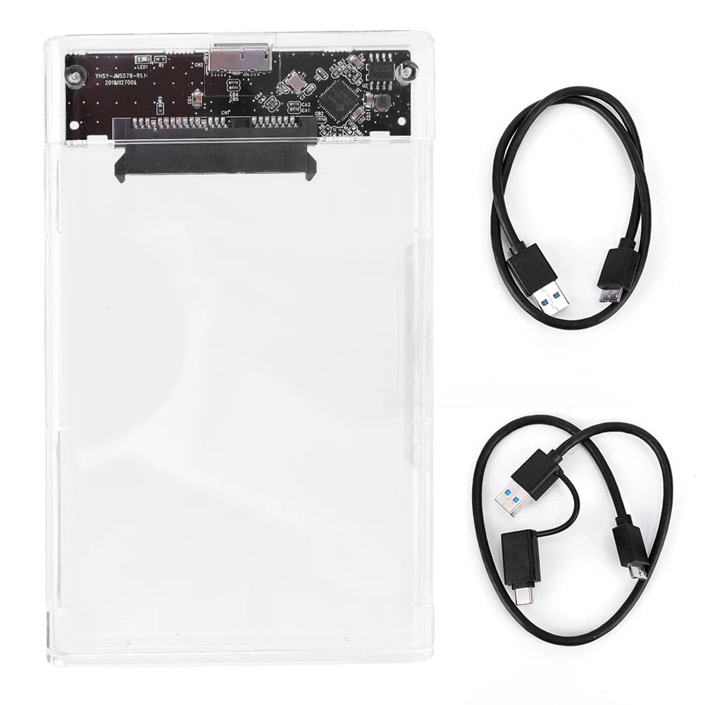투명 외부 케이스 지원 UASP USB 3.0 SATA 모바일 외부 하우징, 2.5 인치 7mm 9.5mm SATA HDD SSD, 2.5 인치