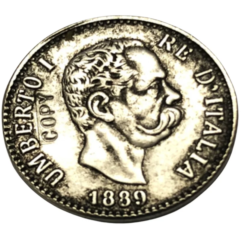 1889 Italia 50 Centesimi-Pipetta L Copia Moneta Placcata Argento