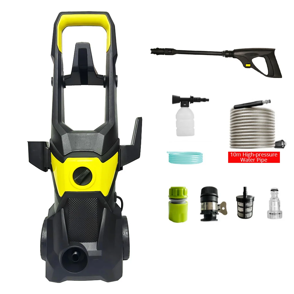 מכונת ניקוי לחץ חשמלית 220V בעוצמה גבוהה של 1600W עם צינורות הטובים ביותר לניקוי ביתי, רכבים, דרכים ומרפסת