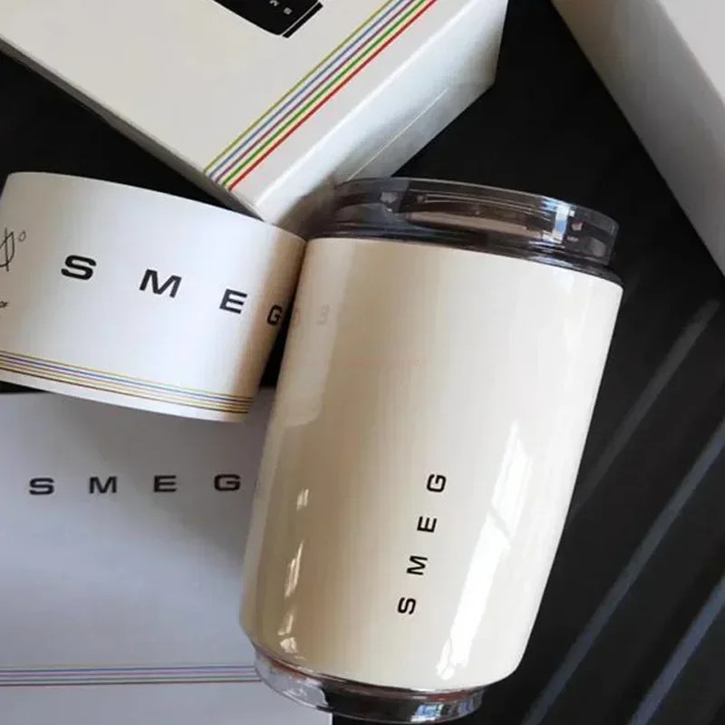 Smeg 휴대용 여행용 커피 머그잔, 우유 보온병, 커플 스테인레스 스틸 절연 컵, 마시는 컵, 사무실 선물, 350ml