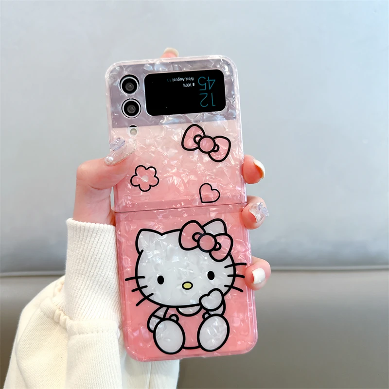 thumbnail image 1 of Funda de teléfono para Samsung Galaxy Z Flip 3, 4, 5, bonita funda trasera de Hello Kitty, Mickey, Sanrio, Kuromi Edge, 1 of 5