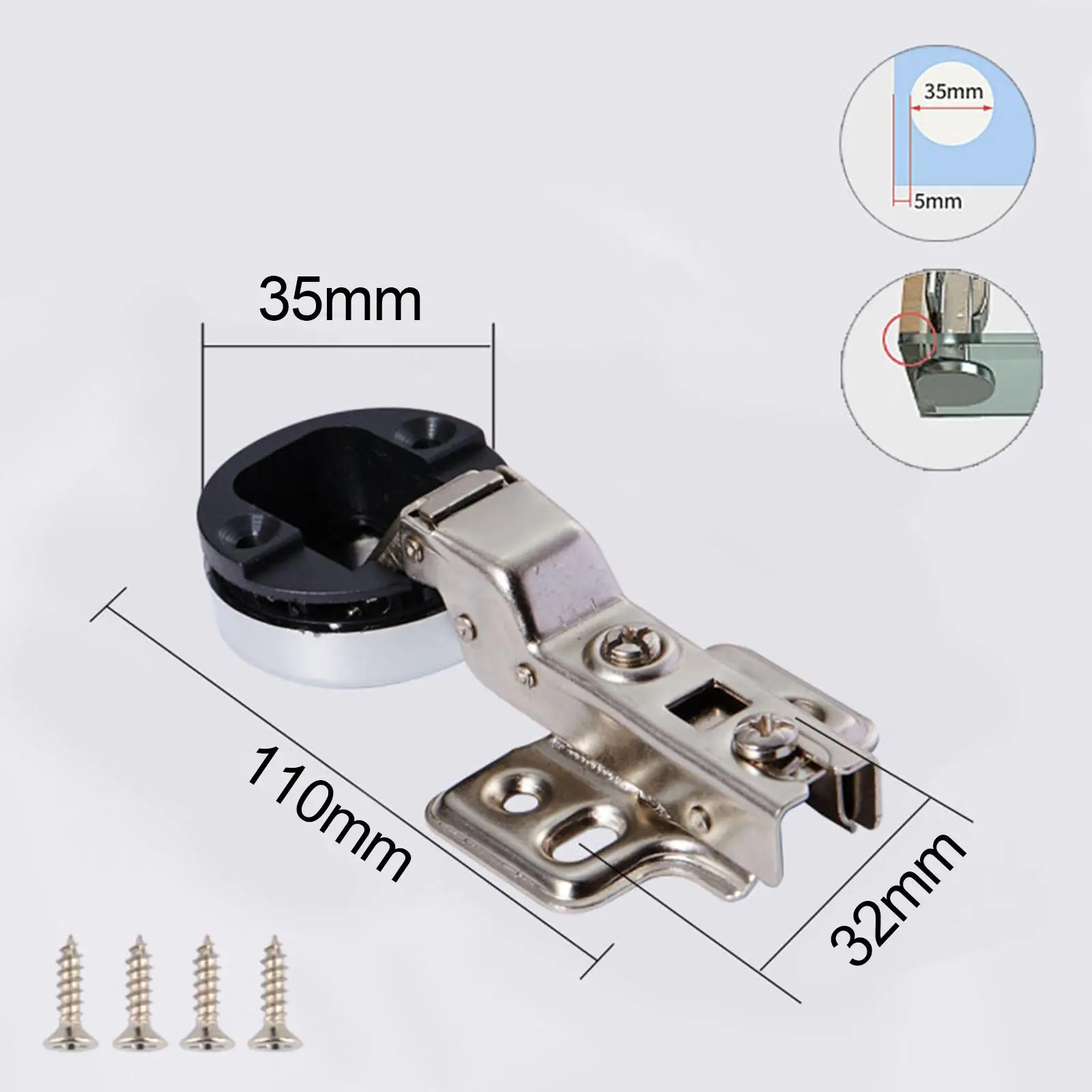 Kitchen Cupboard Glass Door Hinge Gate Hinges 35mm Cup Screws Steel Fixed Hinge 35mm Hole Concealed Home Cabinet Hardware