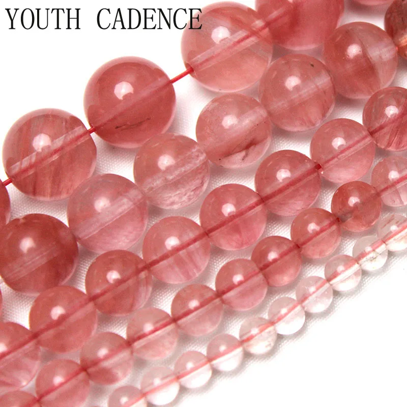 

Natural Watermelon Red Crystal Stone Spacers beads 4/6/8/10/12MM Round Loose Beads For Jewelry Bracelest Making DIY Accessories