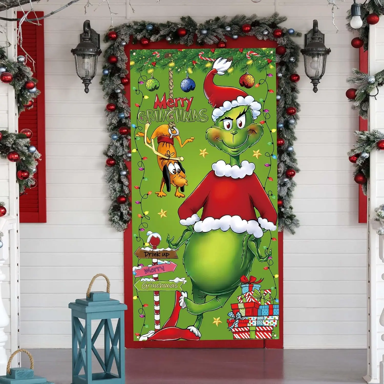Door Cover Decoration 90 * 180cm monster Thief Shaped Christmas Door Cover and Banner Decoration Christmas Party
