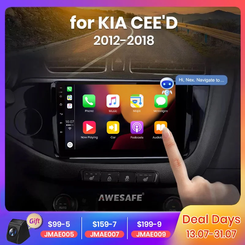 

AWESAFE PX9 AI Voice Wireless CarPlay Android Auto Radio For KIA CEE'D CEED JD 2012 - 2018 4G Car Multimedia GPS 2din autoradio