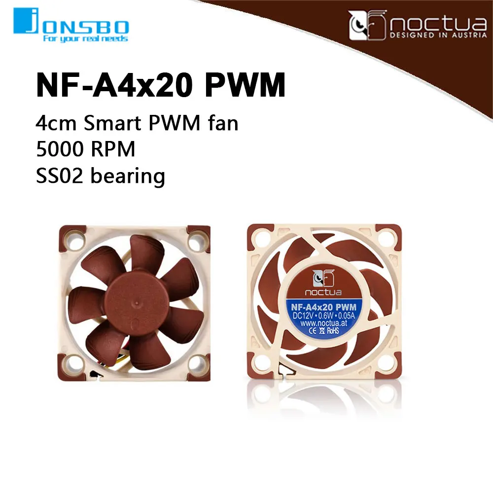 Noctua Nf-a4x20 Pwm 3pin 4pin 12v 5v Inteligente Temperatura Controle 4cm Mini Ventilador Silencioso Ventilador Chassi de Refrigeração