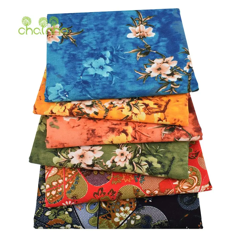 Chainho,Printed Cotton Linen Fabric,DIY Quilting Sewing Material,Cloth For Table,Sofa,Cushion,Bags,Vintage Color Series,15CL37