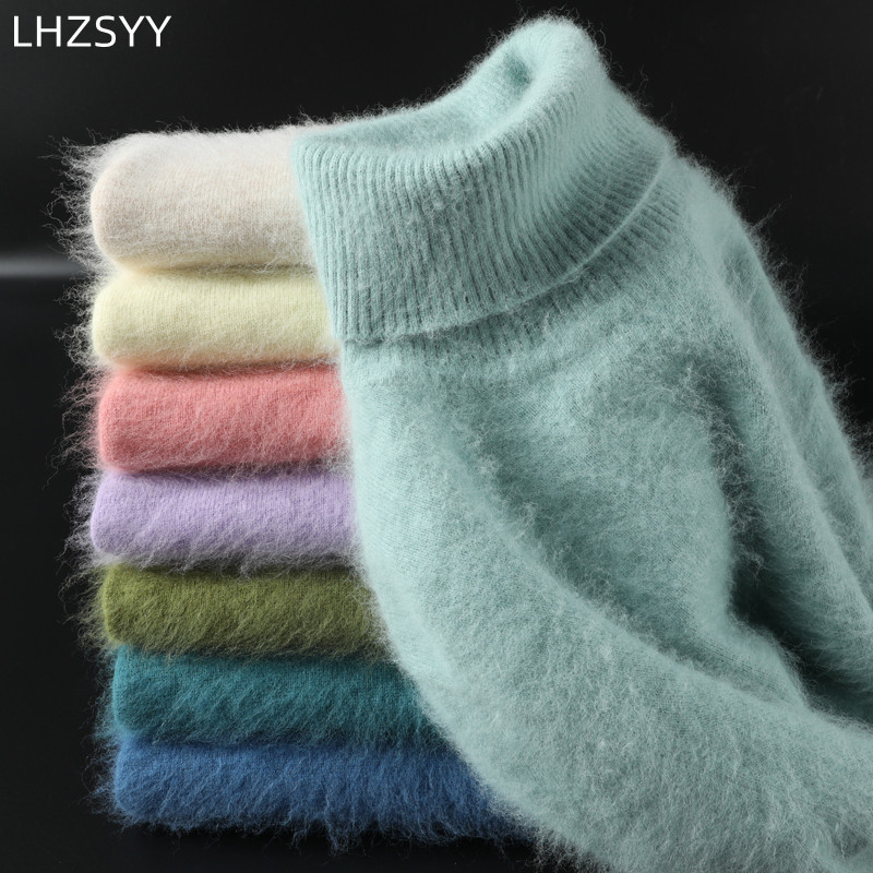 Autumn Winter Women's 100% pure Mink Cashmere Sweater Lapel Pullovers Loose Knit Tops Korean Wild Sweater Female Jacket Jumpers