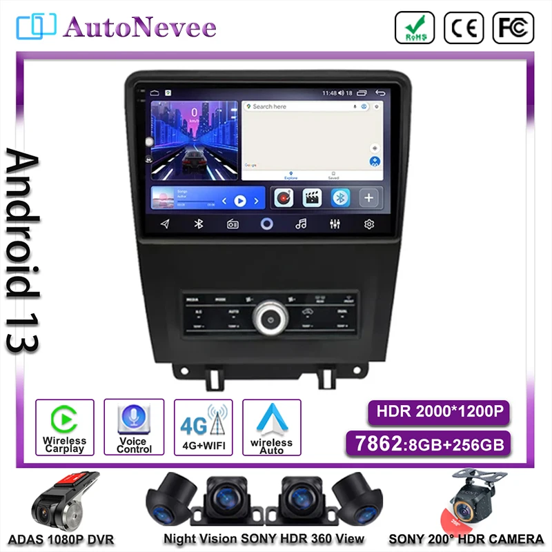 

For Ford Mustang V S-197 2009 2010 2011 2012 - 2014 Radio Stereo Screen Multimedia DVD NO 2DIN Carplay Car Player GPS Navigation