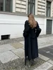 Fashion With Belt Black Woolen Long Coat For Women Oversize Loose Double Button Lapel Overcoat Autumn Lady High Street Outerwear 6