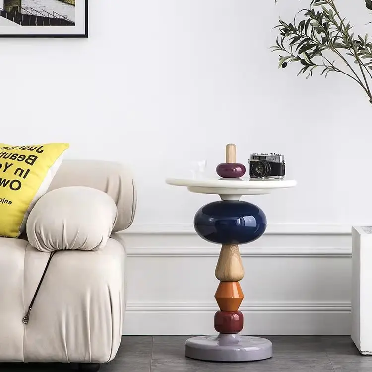 ‌Scandinavian Side Table, Colorful Accent Living Desk, Creative Bedside Cabinet, Candy-Inspired End Table