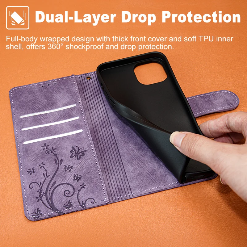 Elegant PU Leather Carved Flip Cover with Picture Frame Feature