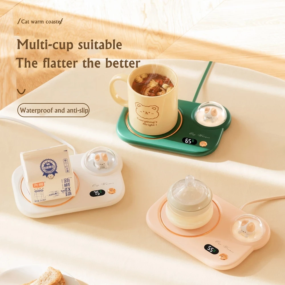 Lovely Cat 3 Gear Temperature 8 Hours Auto-off Coffee Milk Water Mug Warmer Heating Cup Coaster Mat with Night Light Cup Heater 3