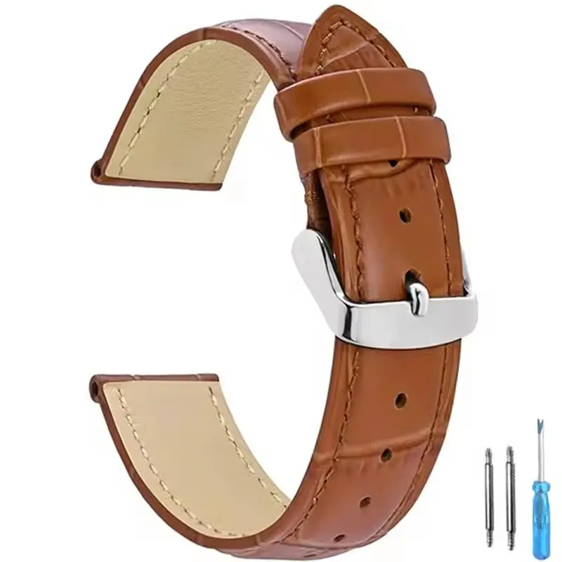 Premium Universal Leather Watch Strap for Men and Women - Elegant Replacement Watchband