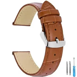 Premium Universal Leather Watch Strap for Men and Women - Elegant Replacement Watchband (Orange - S)