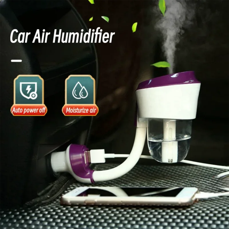 Car Air Humidifier Small Automotive Air Freshener Diffuser Vehicle Fragrance Oil USB Scent Mist Purifier Aromatherapy