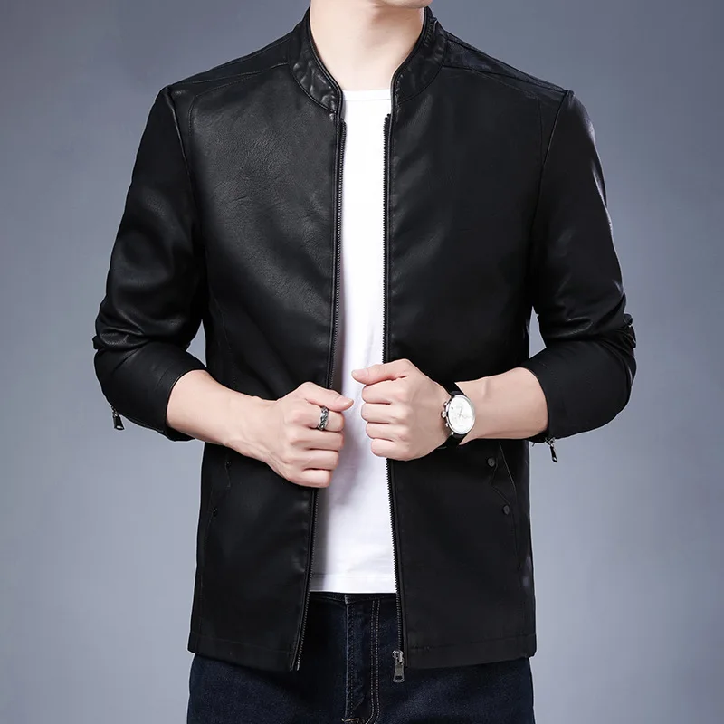 Hdhdeueh Chaqueta De Cuero PU Elegante Para Hombre