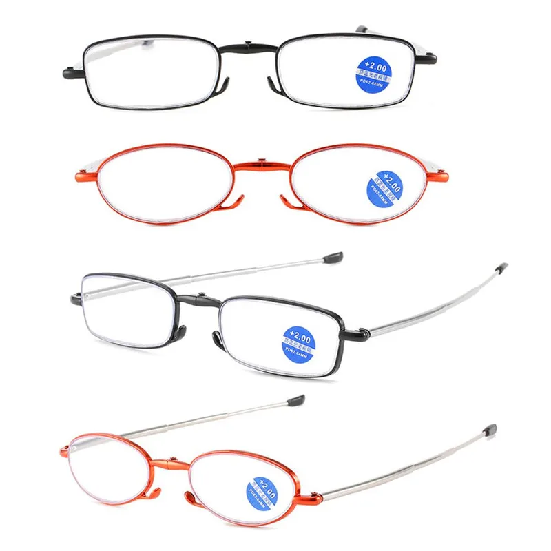 Retro Folding Reading Glasses Anti Blue Light Prescription Glass  Portable Telescopic Eyeglasses with Case Diopter +1.0 To +4.0 5