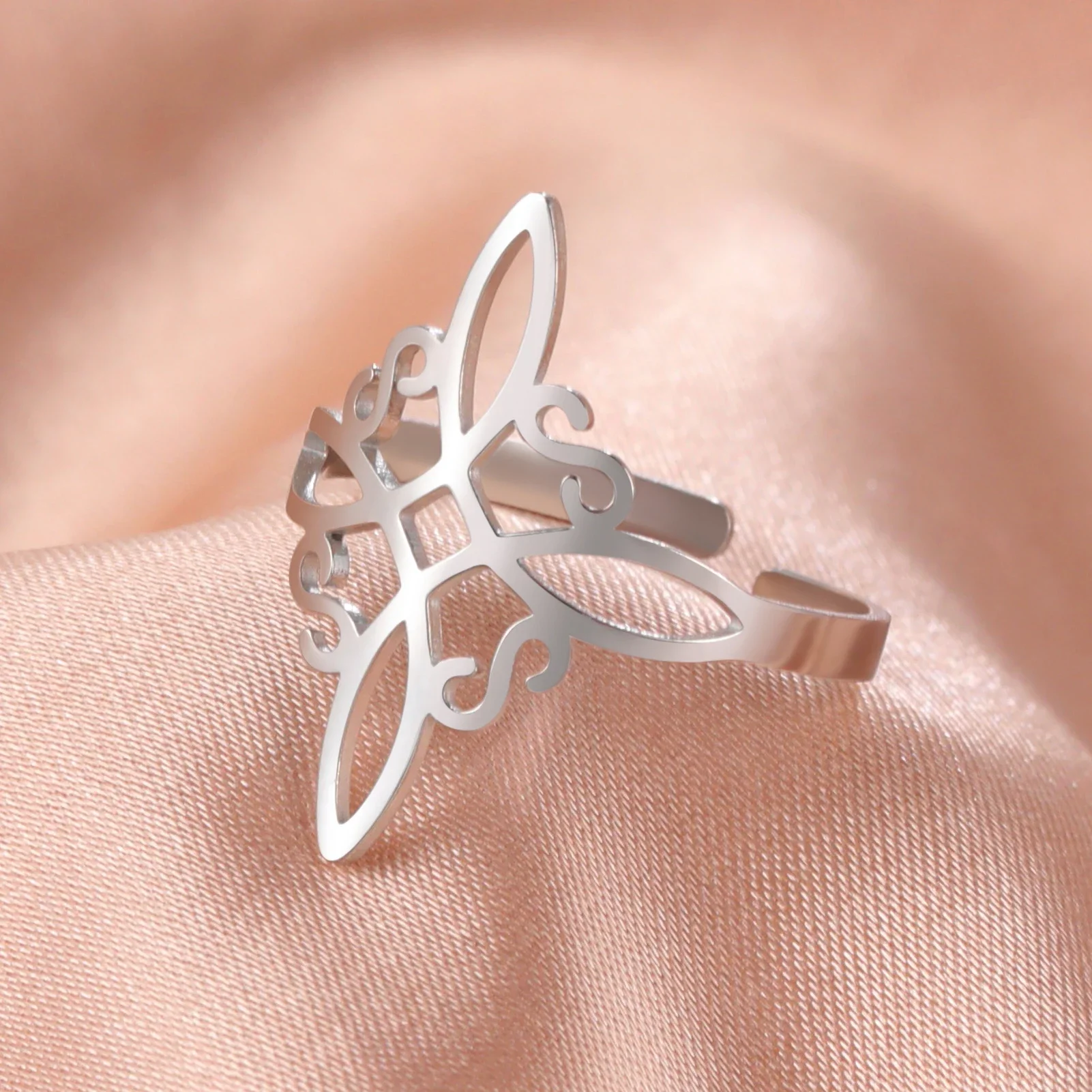 Teamer Irish Witch Knot Ring fashion ring couple rings crystal rings zircon rings engagement rings wedding rings finger rings metal rings stainless steel rings For Women Men Witchcraft Vintage Stainless Steel Ring Celtics Knot Wiccan Amulet Jewelry