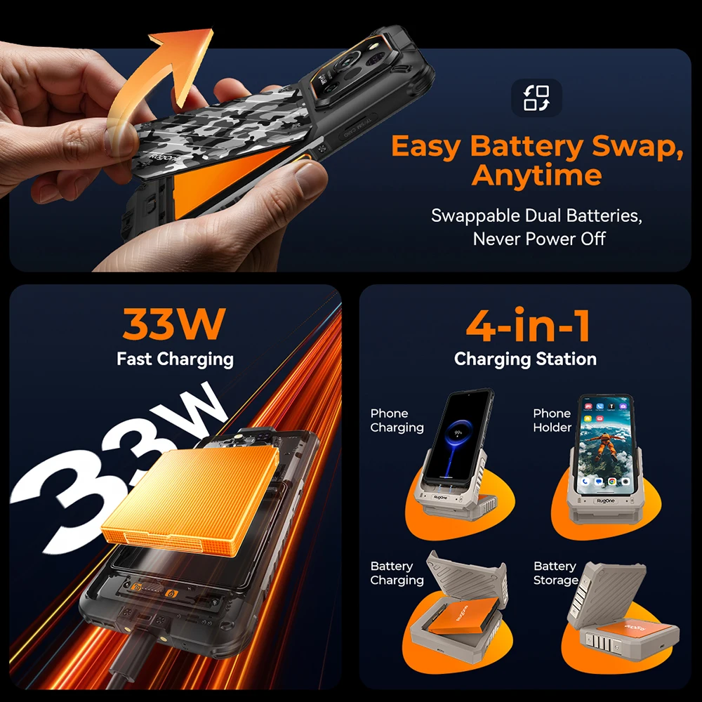 Ulefone RugOne Xever 7 Pro 5G Rugged Phone Thermal Imaging Android 15 Smartphone 512GB ROM 12GB RAM 120Hz AMOLED NFC 5500mAh