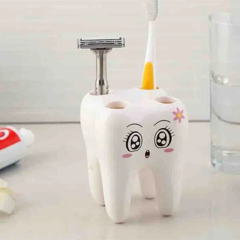 Creative Storage Holder Brush Rack Cute Cartoon Teeth Shape Bathroom