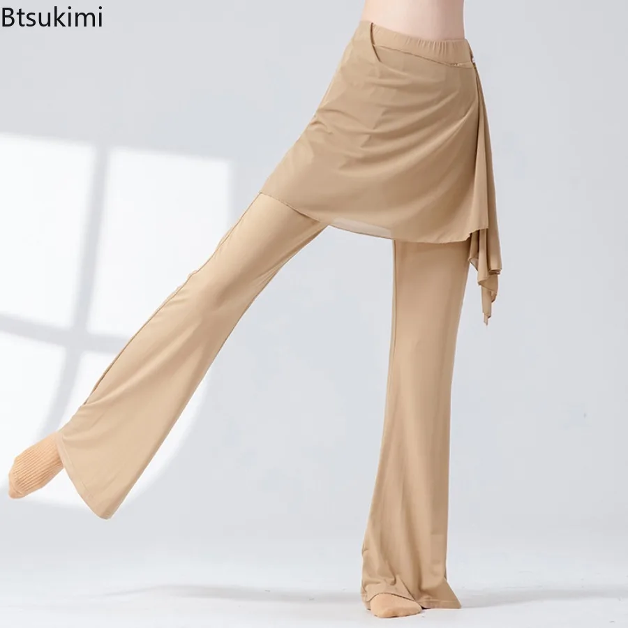 Pantalón de danza moderna para mujer, pantalones latinos largos