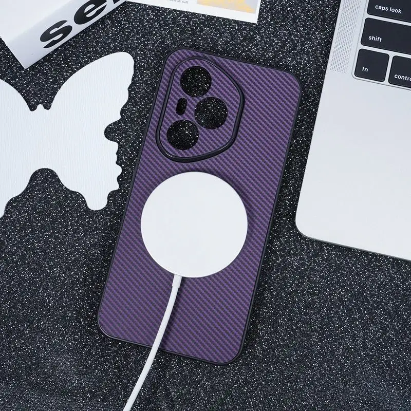 Premium Carbon Fiber Textured Leather Magnetic Shockproof Case with Ultra-Thin Design