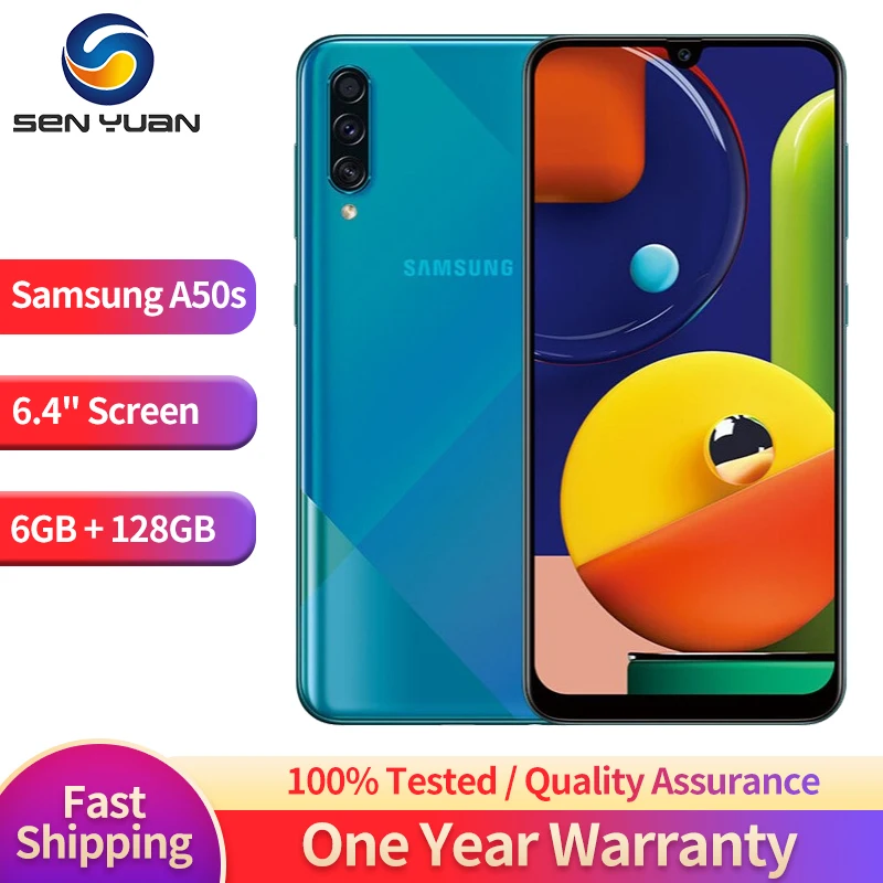 

Original Samsung Galaxy A50s A5070 4G Mobile Phone Dual SIM 6.4'' 6GB RAM 128GB ROM CellPhone NFC Octa-Core Android SmartPhone