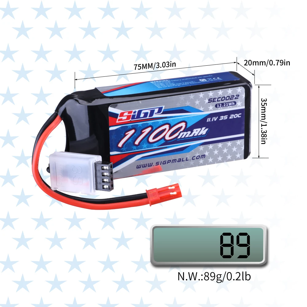 Replacement lithium battery 3S Lipo Battery 1100mAh 1350mAh 11.1V 20C 25C 35C with XT30 JST Plug RC Airplane Quadcopter Helicopter Drone FPV 2pcs