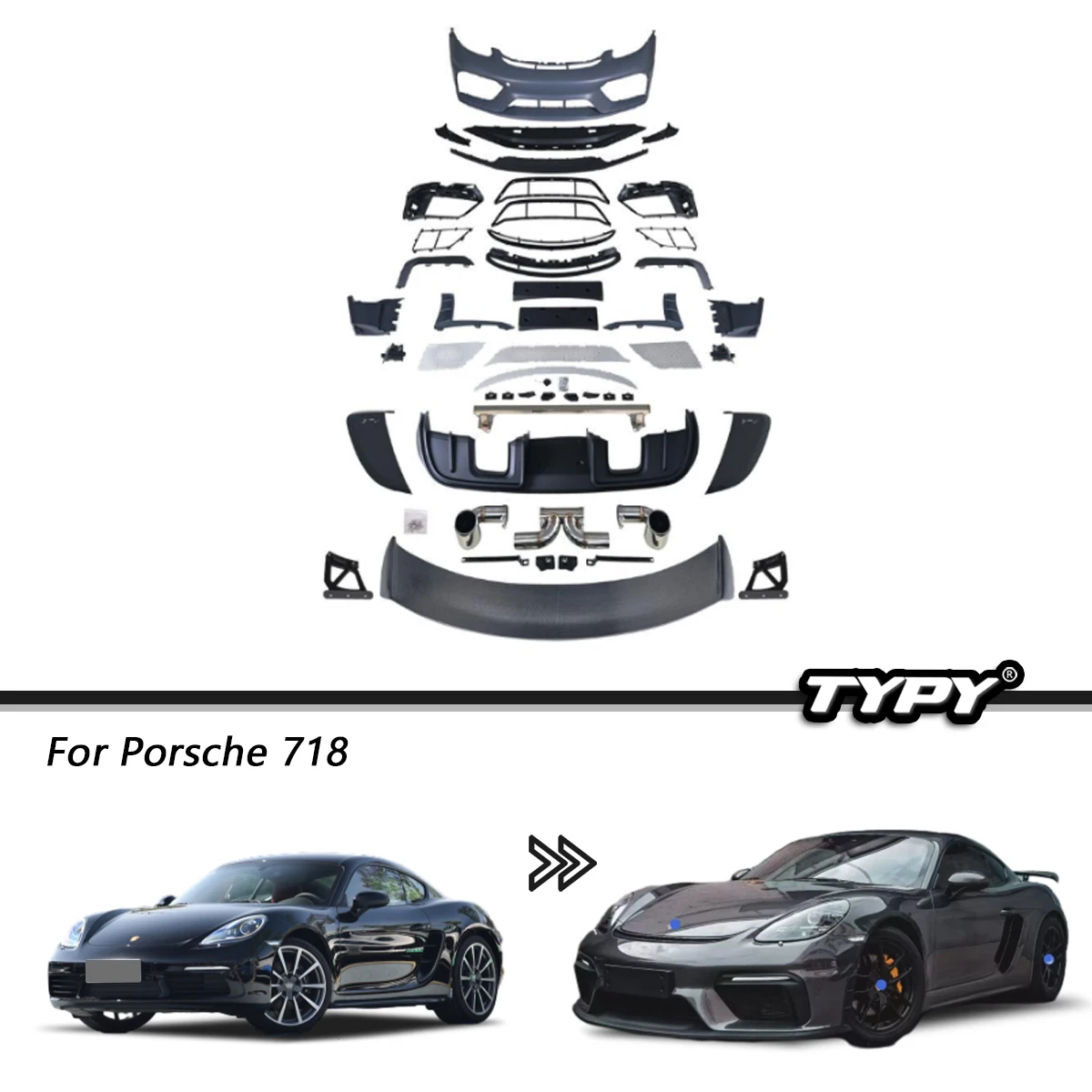 Typy Kit Carrozzeria Per Porsche 718 Cayman Boxster Modifica Gt4 Paraurti Anteriore Posteriore Ala Posteriore Spoiler Posteriore