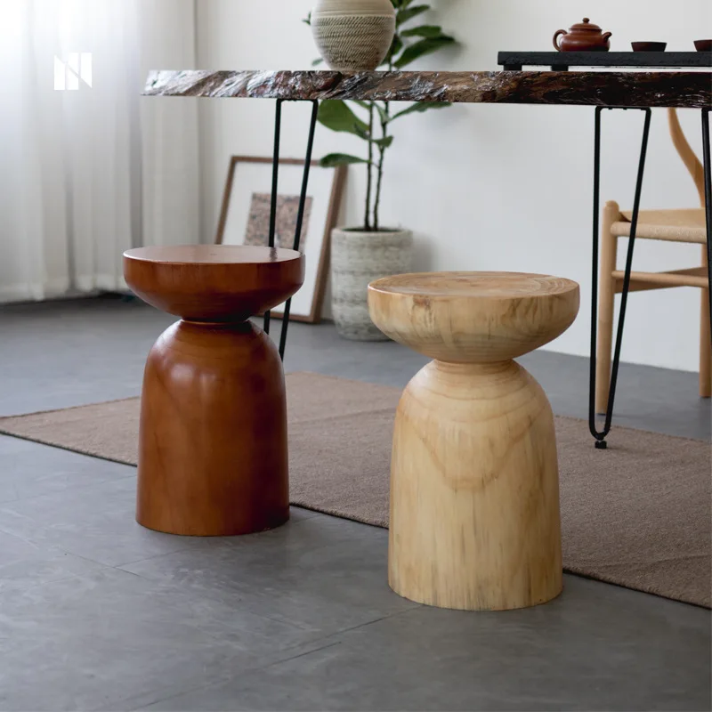 

Modern Minimalist Solid Wood Pier Log Stump Stool Designer Creative Round Stool Homestay Decoration Tree Stump Stool small chair