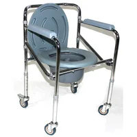 Folding Adjustable Bathroom Portable Commode Chair With Wheels Adult Elderly Disabled People Use 1