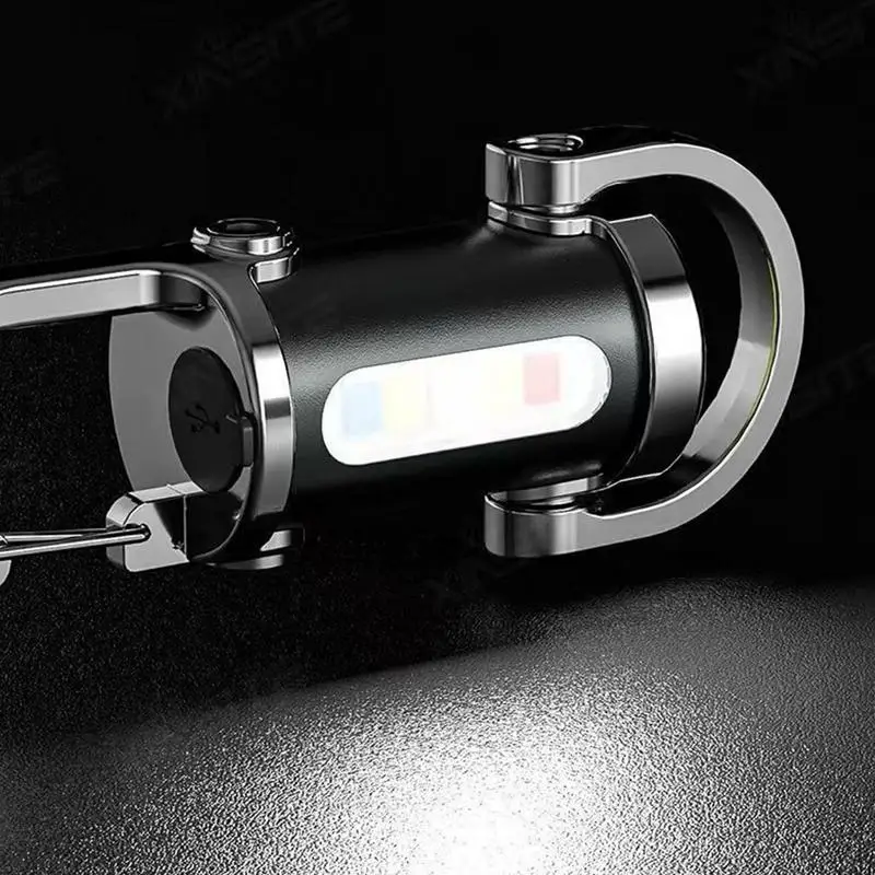 Powerful COB LED Flashlight Keychain USB Rechargeable Hanging Portable Flashlight Waterproof Keyring Camping Walking Pocket Lamp