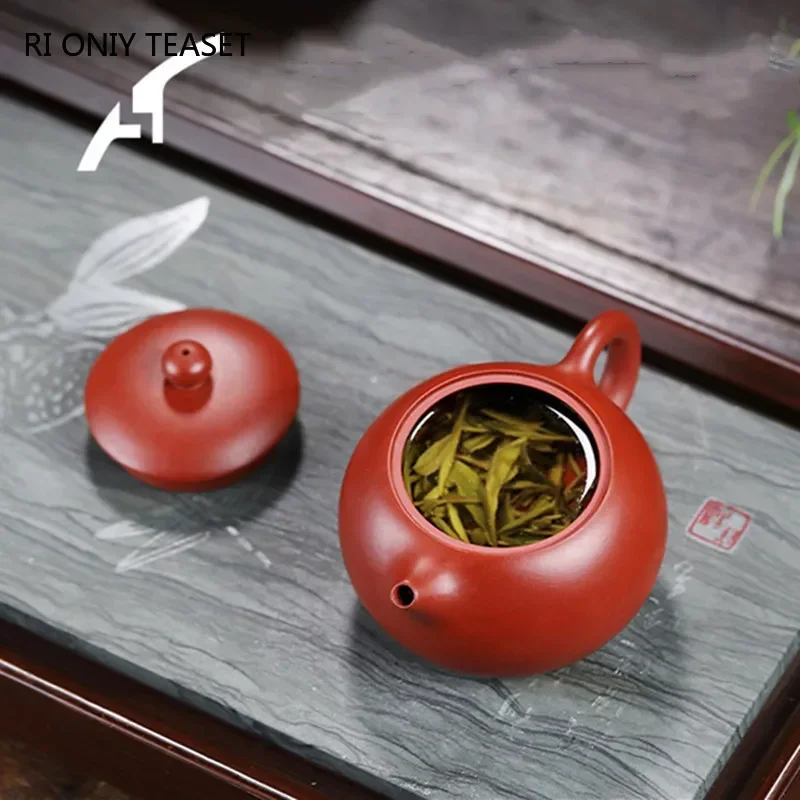 Yixing Purple Clay Teapot Handmade Ball Hole Filter Xishi Tea Pot Raw Ore Dahongpao Kettle Zisha Tea Set