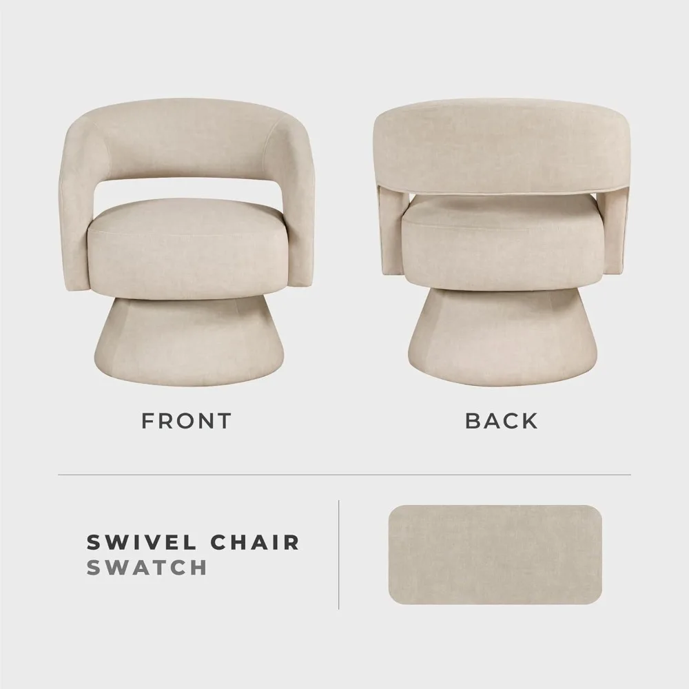 Modern Velvet Swivel Accent Chair, 360-Degree Rotating Barrel Chair with Plush Foam Cushions for Living Room/Bedroom/Office