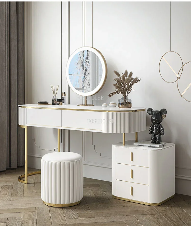 Light Luxury White Dressers Italian Bedroom Furniture Creative Dressing Table Variety Matching Mirrors Bedroom Storage cabinet L