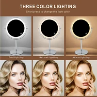 8inch 10X Magnifying LED Makeup Mirror with 3 Color Light Touch Switch Double Side USB Charging Desktop Vanity Cosmetic Mirror - Image 3