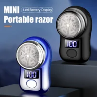 Men Shaving Tool Usb Rechargeable Portable Electric Shaver with Led Battery Display for Men Waterproof Mini Travel Rotary Razor